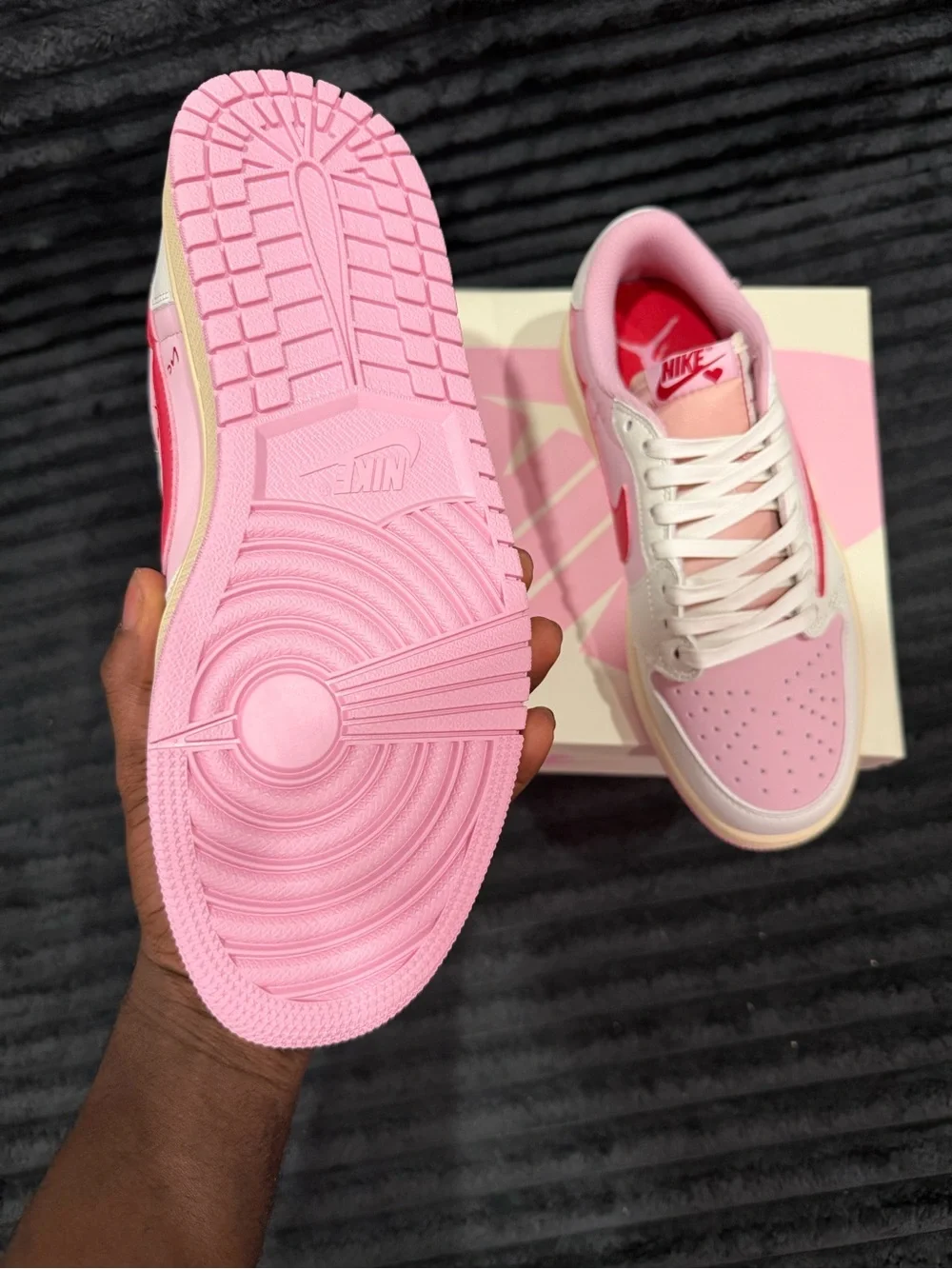 Air Jordan Travis Scott Men’s Low-Top Sneakers in Pink and White